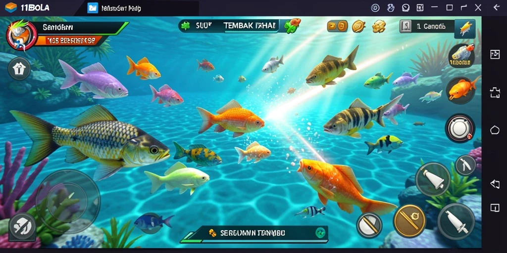 Screenshot gameplay 11BOLA menampilkan aksi menembak ikan yang seru.