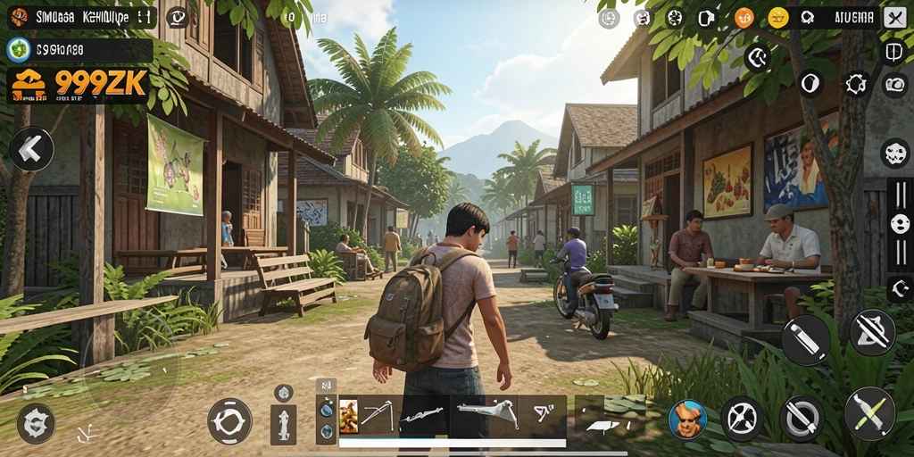 Tangkapan layar gameplay dari 999ZK yang menunjukkan interaksi karakter dan misi.
