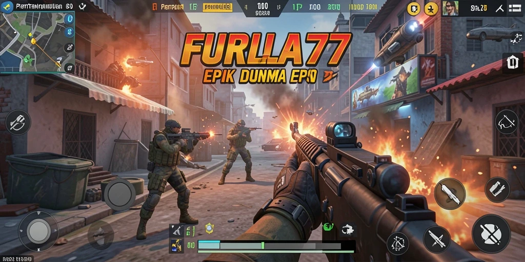 Tangkapan layar gameplay seru dari FURLA77 di tengah pertempuran.