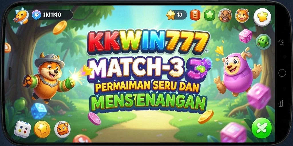 Tampilan gameplay seru dari KKWIN777 dengan level Match-3 yang menantang.