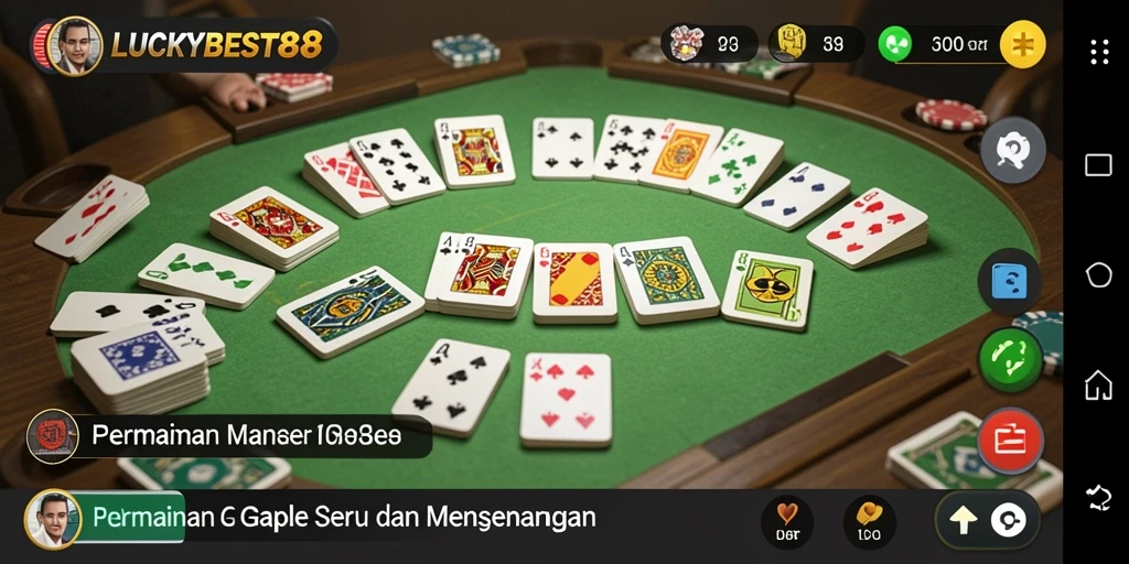 Tampilan gameplay seru dari LUCKYBEST88 dengan kartu Gaple.