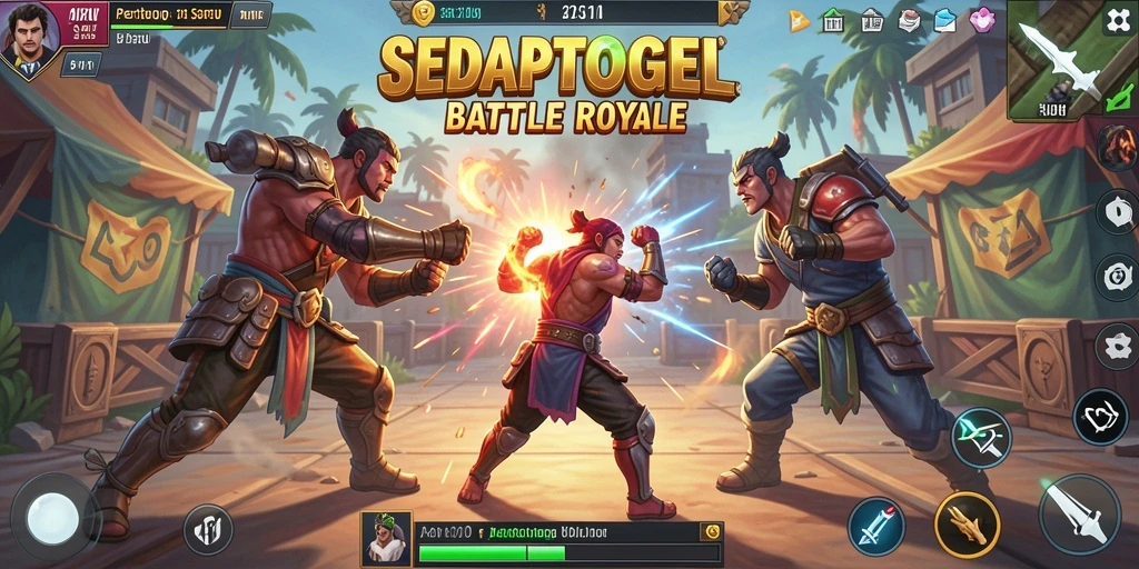 Tampilan gameplay seru SEDAPTOGEL dalam pertempuran Battle Royale.