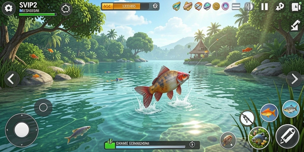 Tampilan menarik gameplay SVIP2 dengan aksi memancing yang menantang.